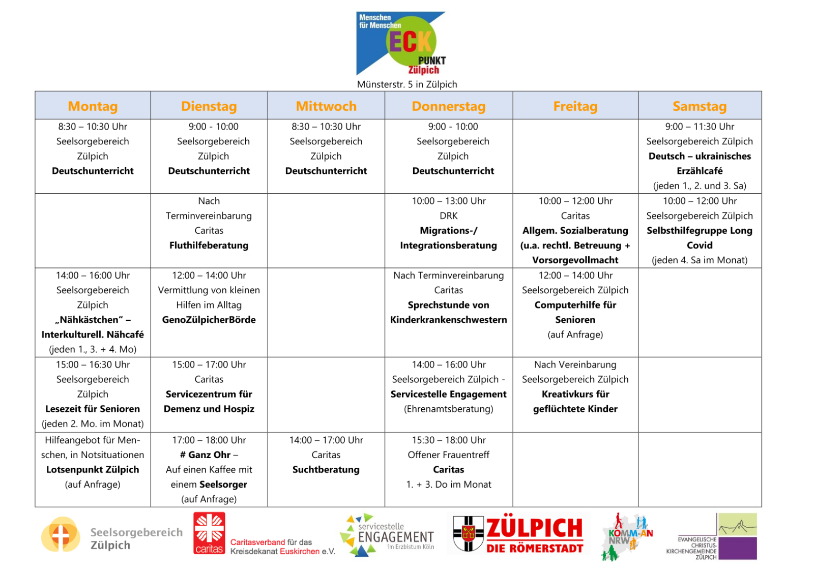 ECK-Punkt ZÜLPICH Stundenplan